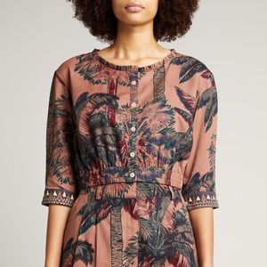 EMPORIO SIRENUSE Rosei Palm Leaf Print Crop Top